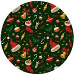 Texture, Pattern, Red, Craciun, Christmas, Hat, Santa, Green Wooden Bottle Opener (Round)