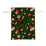 Texture, Pattern, Red, Craciun, Christmas, Hat, Santa, Green Lightweight Drawstring Pouch (S)