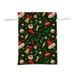 Texture, Pattern, Red, Craciun, Christmas, Hat, Santa, Green Lightweight Drawstring Pouch (L)