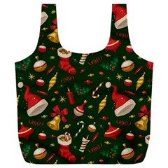 Texture, Pattern, Red, Craciun, Christmas, Hat, Santa, Green Full Print Recycle Bag (XXL) from ArtsNow.com Front