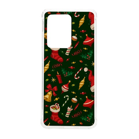 Texture, Pattern, Red, Craciun, Christmas, Hat, Santa, Green Samsung Galaxy S20 Ultra 6.9 Inch TPU UV Case from ArtsNow.com Front