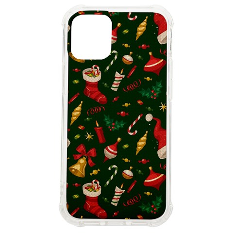 Texture, Pattern, Red, Craciun, Christmas, Hat, Santa, Green iPhone 12 mini TPU UV Print Case	 from ArtsNow.com Front