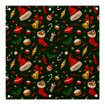 Texture, Pattern, Red, Craciun, Christmas, Hat, Santa, Green Banner and Sign 3  x 3 