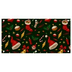 Texture, Pattern, Red, Craciun, Christmas, Hat, Santa, Green Banner and Sign 4  x 2 