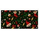 Texture, Pattern, Red, Craciun, Christmas, Hat, Santa, Green Banner and Sign 6  x 3 