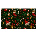 Texture, Pattern, Red, Craciun, Christmas, Hat, Santa, Green Banner and Sign 7  x 4 