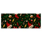 Texture, Pattern, Red, Craciun, Christmas, Hat, Santa, Green Banner and Sign 8  x 3 