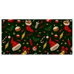 Texture, Pattern, Red, Craciun, Christmas, Hat, Santa, Green Banner and Sign 8  x 4 