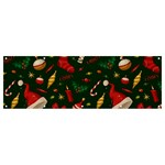 Texture, Pattern, Red, Craciun, Christmas, Hat, Santa, Green Banner and Sign 12  x 4 