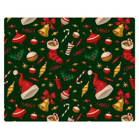 Texture, Pattern, Red, Craciun, Christmas, Hat, Santa, Green Premium Plush Fleece Blanket (Medium) from ArtsNow.com 60 x50  Blanket Front