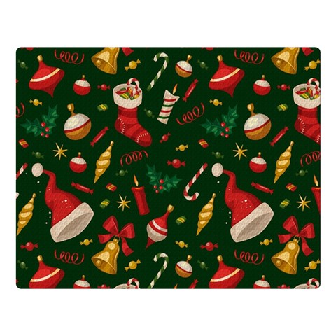 Texture, Pattern, Red, Craciun, Christmas, Hat, Santa, Green Premium Plush Fleece Blanket (Large) from ArtsNow.com 80 x60  Blanket Front