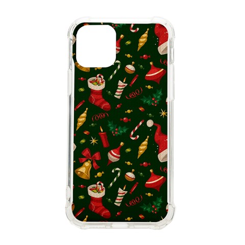 Texture, Pattern, Red, Craciun, Christmas, Hat, Santa, Green iPhone 11 Pro 5.8 Inch TPU UV Print Case from ArtsNow.com Front