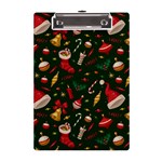 Texture, Pattern, Red, Craciun, Christmas, Hat, Santa, Green A5 Acrylic Clipboard