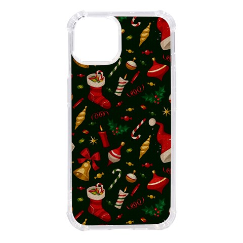 Texture, Pattern, Red, Craciun, Christmas, Hat, Santa, Green iPhone 14 TPU UV Print Case from ArtsNow.com Front