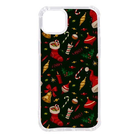 Texture, Pattern, Red, Craciun, Christmas, Hat, Santa, Green iPhone 14 Plus TPU UV Print Case from ArtsNow.com Front