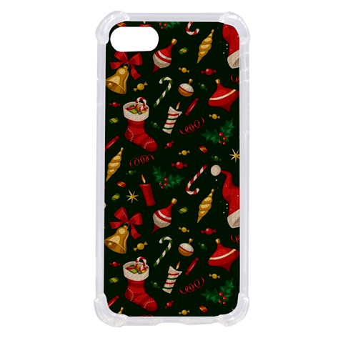 Texture, Pattern, Red, Craciun, Christmas, Hat, Santa, Green iPhone SE from ArtsNow.com Front