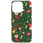 Texture, Pattern, Red, Craciun, Christmas, Hat, Santa, Green iPhone 15 Pro Max Black UV Print PC Hardshell Case