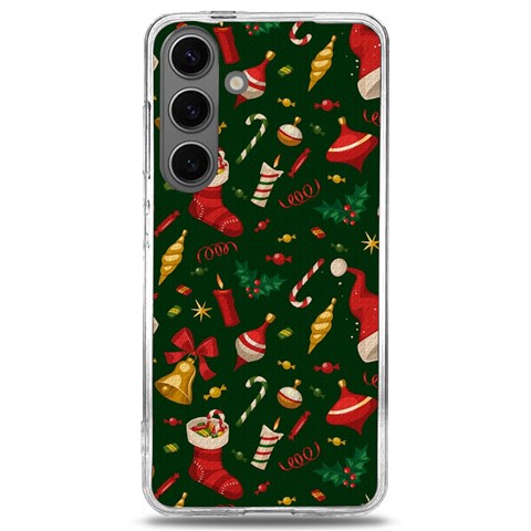 Texture, Pattern, Red, Craciun, Christmas, Hat, Santa, Green Samsung Galaxy S24 6.2 Inch TPU UV Case from ArtsNow.com Front