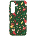 Texture, Pattern, Red, Craciun, Christmas, Hat, Santa, Green Samsung Galaxy S24 6.2 Inch Black TPU UV Case