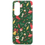 Texture, Pattern, Red, Craciun, Christmas, Hat, Santa, Green Samsung Galaxy S24 Plus 6.7 Inch Black TPU UV Case