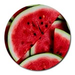 Watermelon, Fruit, Green, Red Round Mousepad