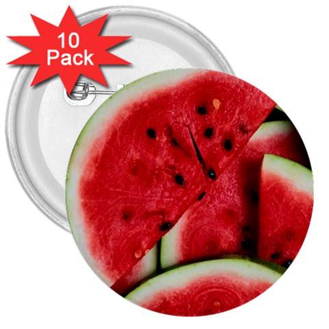 Watermelon, Fruit, Green, Red 3  Buttons (10 pack)  from ArtsNow.com Front