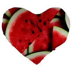 Watermelon, Fruit, Green, Red Large 19  Premium Heart Shape Cushions from ArtsNow.com Front