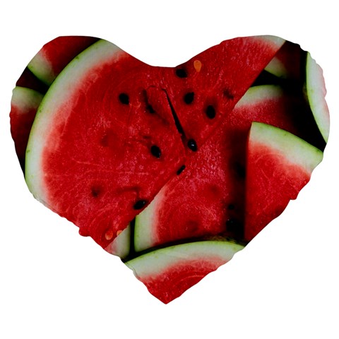 Watermelon, Fruit, Green, Red Large 19  Premium Heart Shape Cushions from ArtsNow.com Back