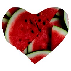 Watermelon, Fruit, Green, Red Large 19  Premium Heart Shape Cushions from ArtsNow.com Back