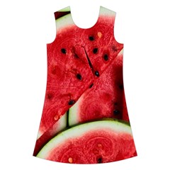 Watermelon, Fruit, Green, Red Kids  Short Sleeve Velvet Dress from ArtsNow.com Front