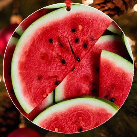 Watermelon, Fruit, Green, Red UV Print Acrylic Ornament Round from ArtsNow.com Front