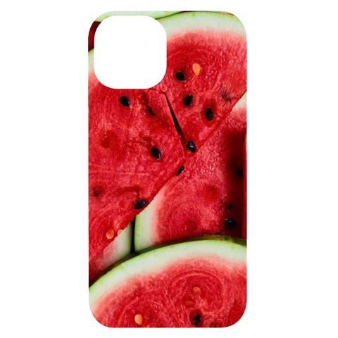 Watermelon, Fruit, Green, Red iPhone 14 Black UV Print Case from ArtsNow.com Front