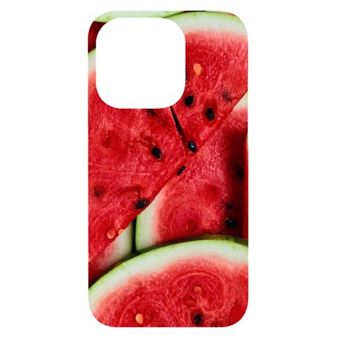 Watermelon, Fruit, Green, Red iPhone 14 Pro Black UV Print Case from ArtsNow.com Front