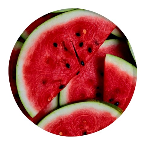 Watermelon, Fruit, Green, Red Round Glass Fridge Magnet (4 pack) from ArtsNow.com Front