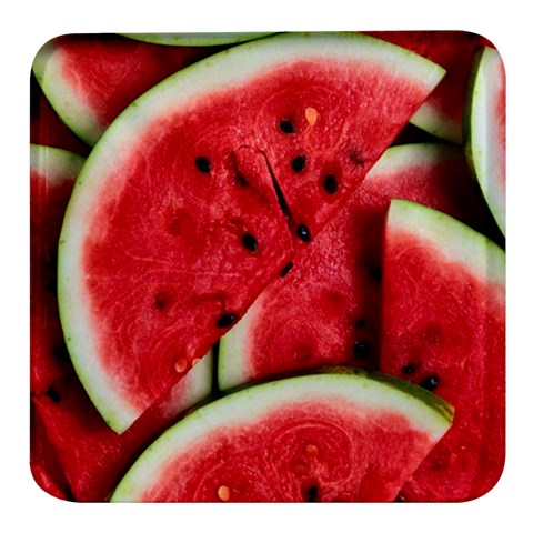 Watermelon, Fruit, Green, Red Square Glass Fridge Magnet (4 pack) from ArtsNow.com Front