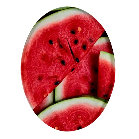 Watermelon, Fruit, Green, Red Oval Glass Fridge Magnet (4 pack) from ArtsNow.com Front