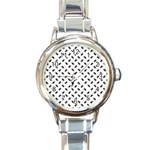 Fly Phot Motif Seamless Black And White Pattern Round Italian Charm Watch