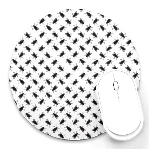 Fly Phot Motif Seamless Black And White Pattern Round Mousepad from ArtsNow.com Front