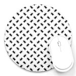 Fly Phot Motif Seamless Black And White Pattern Round Mousepad