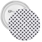 Fly Phot Motif Seamless Black And White Pattern 3  Buttons