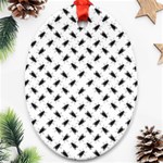 Fly Phot Motif Seamless Black And White Pattern Ornament (Oval)