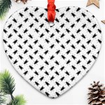 Fly Phot Motif Seamless Black And White Pattern Ornament (Heart)