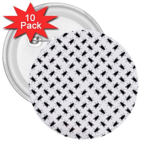 Fly Phot Motif Seamless Black And White Pattern 3  Buttons (10 pack)  from ArtsNow.com Front