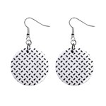 Fly Phot Motif Seamless Black And White Pattern Mini Button Earrings