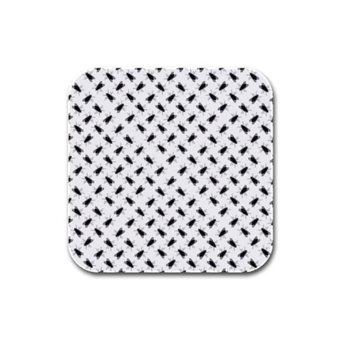 Fly Phot Motif Seamless Black And White Pattern Rubber Square Coaster (4 pack) from ArtsNow.com Front