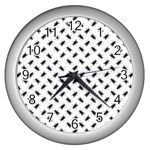 Fly Phot Motif Seamless Black And White Pattern Wall Clock (Silver)