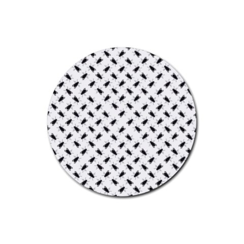 Fly Phot Motif Seamless Black And White Pattern Rubber Coaster (Round) from ArtsNow.com Front