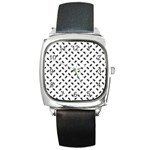 Fly Phot Motif Seamless Black And White Pattern Square Metal Watch