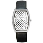 Fly Phot Motif Seamless Black And White Pattern Barrel Style Metal Watch