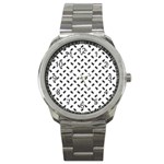 Fly Phot Motif Seamless Black And White Pattern Sport Metal Watch